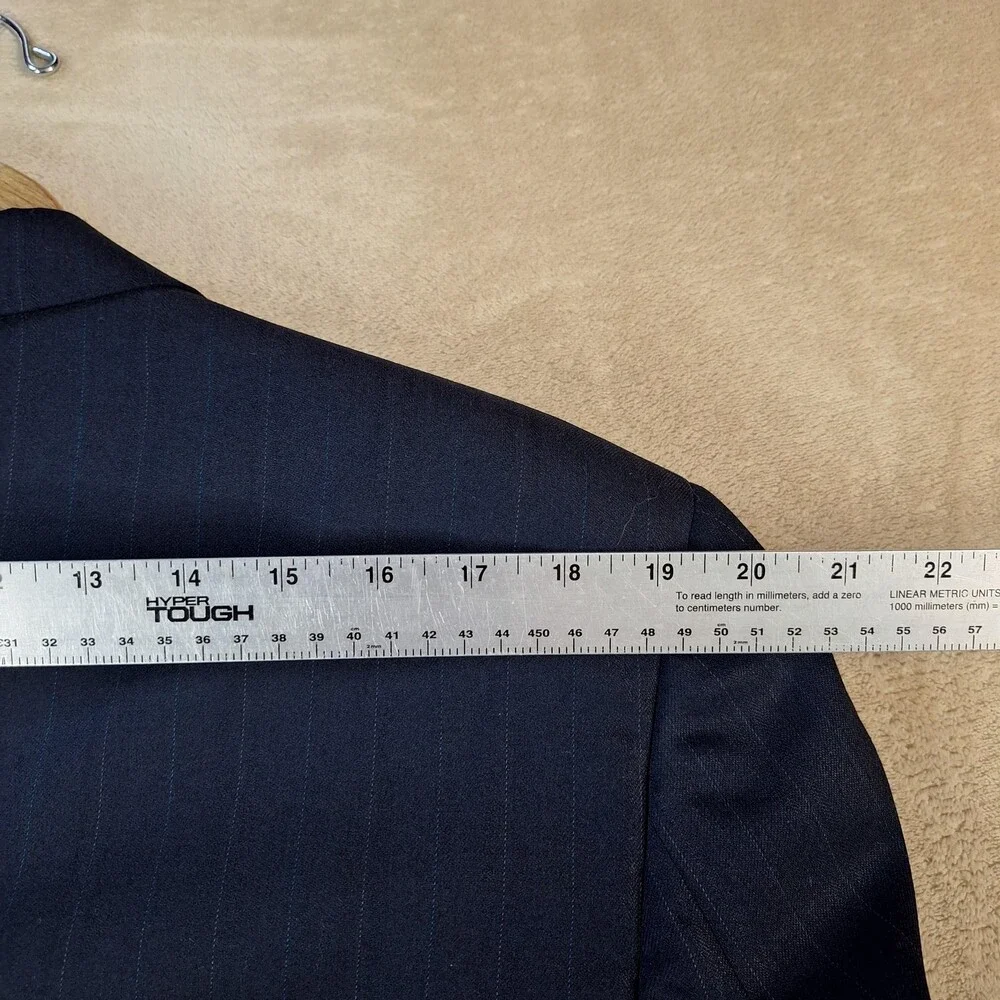 Hart Schaffner Marx Suit Mens 42 34x29 Blue Wool Stripe Ventless 2 Button USA